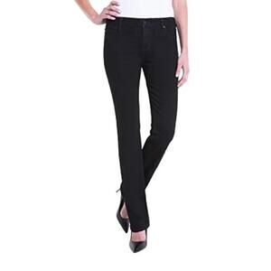 Liverpool Jeans Sadie Straight Leg Mid Rise Stretch Denim Black Womens 16 33 New